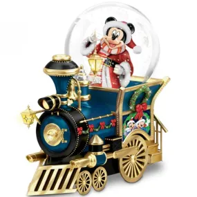 The Bradford Exchange Disney’s Wonderland Express Miniature Snow Globe Collection Issue #1: Mickey Mouse 'Santa Mouse Is Comin' to Town' Handcrafted Snow Globe Train with Music 3 to 4.5-Inches
