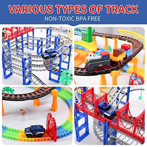 Train Set Toy, Tracks Car Toy, Train Track Playset, Toy for 3 4 5 Years Old Toddlers, Kids, Boys and Girls