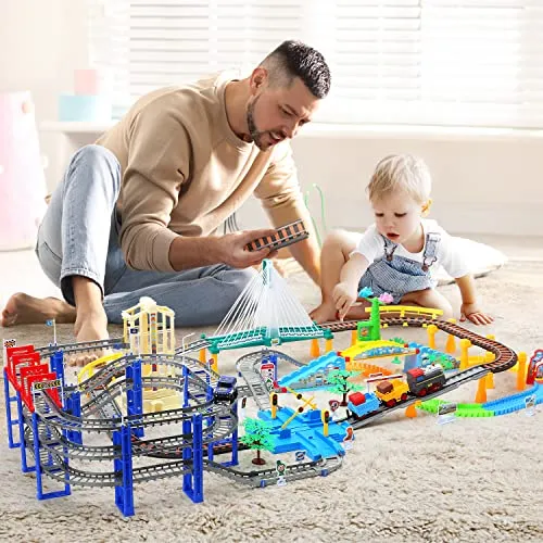 Train Set Toy, Tracks Car Toy, Train Track Playset, Toy for 3 4 5 Years Old Toddlers, Kids, Boys and Girls
