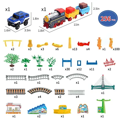 Train Set Toy, Tracks Car Toy, Train Track Playset, Toy for 3 4 5 Years Old Toddlers, Kids, Boys and Girls