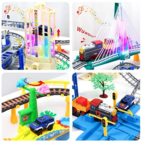 Train Set Toy, Tracks Car Toy, Train Track Playset, Toy for 3 4 5 Years Old Toddlers, Kids, Boys and Girls