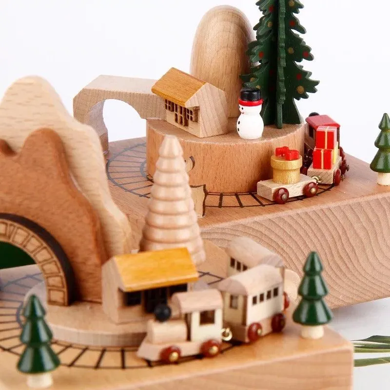 Wooden Music Box & Train | Christmas Carousel