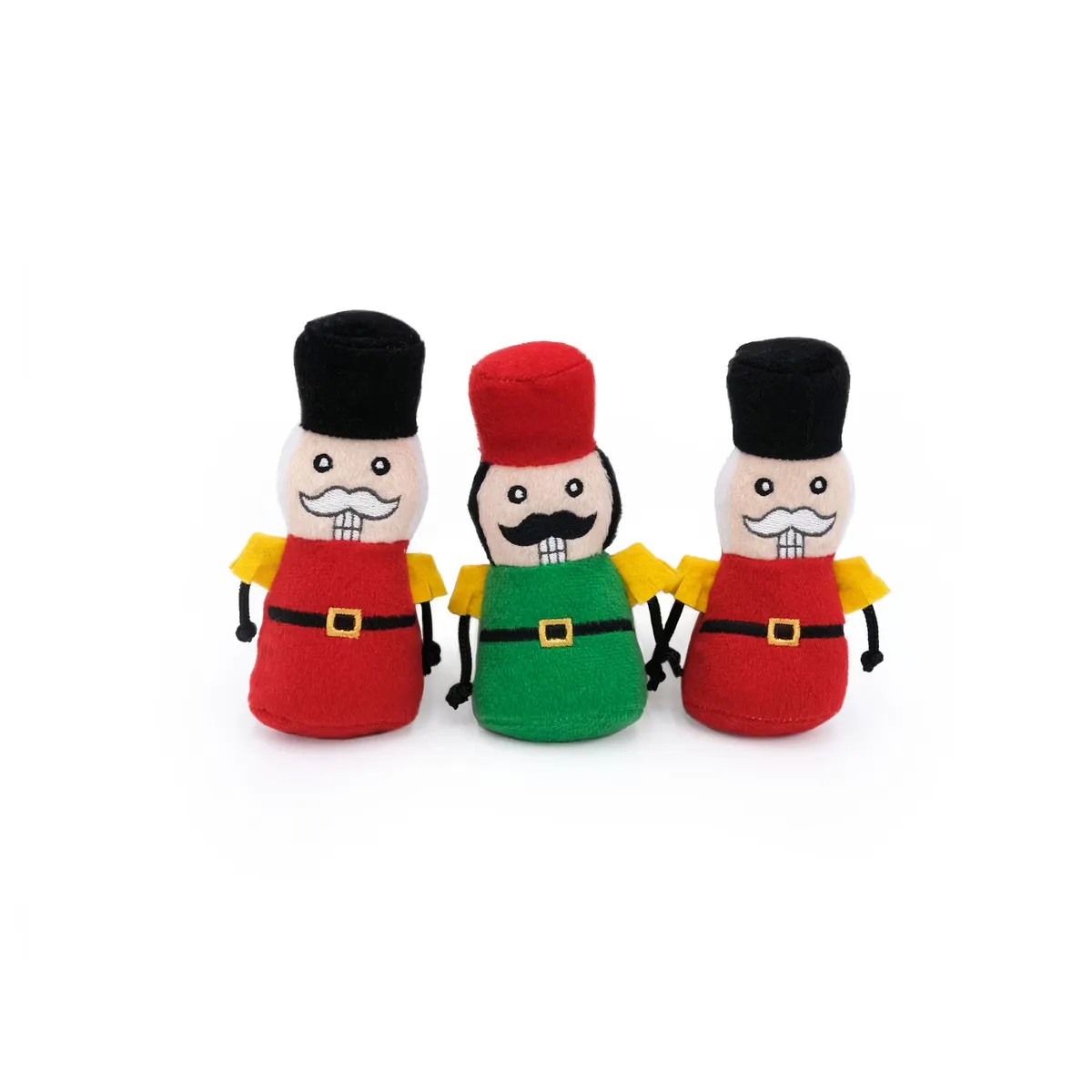 ZippyPaws Holiday Miniz Nutcrackers Plush Dog Toy - 3pk